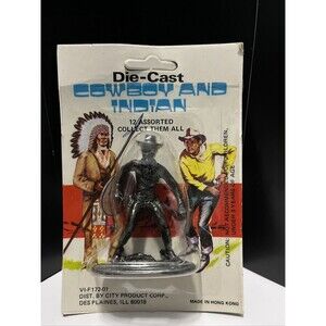 Vintage DieCast Cowboy & Indian Cowboy W/ No Guns Metal 1960 Unpainted New 3”